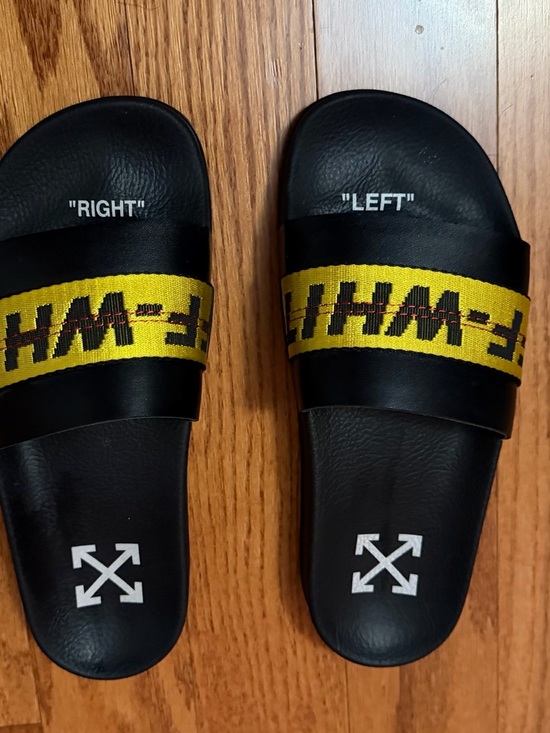 Off-White Black and Yellow Industrial Strap Slide Sandals